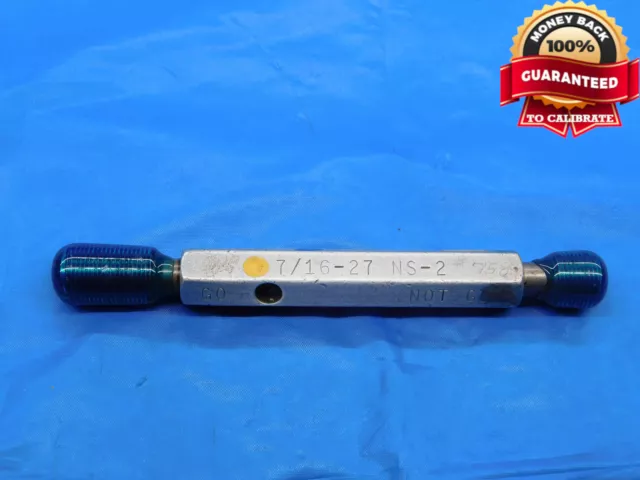 7/16 27 Ns 2 Thread Plug Gage .4375 Go No Go P.d.'s = .4134 & .4170 Inspection