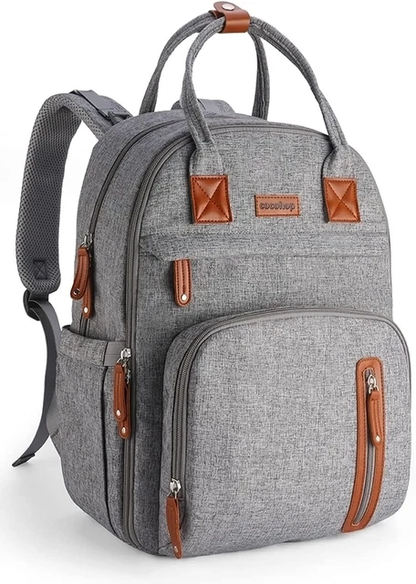 Diaper Bag Multi-Functional Waterproof Travel Foldable Backpack W/ USB Port Grey