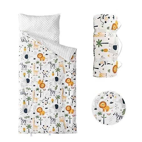 Alfombra de siesta para niños con almohada extraíble - Alfombrillas suaves, ligeras, fácil limpieza Lion