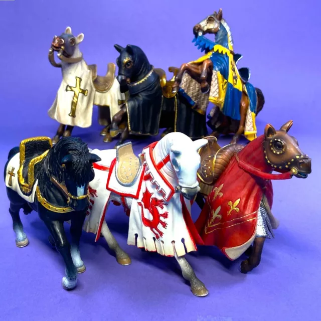 6 x Retired Schleich Horses for Knights 2004 - 2013 - All Very Good Condition