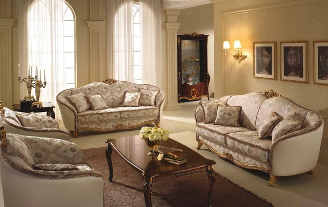 Luxury Sofa Set 3+1 Couch with Armchair Design Furniture arredoclassic Italy New