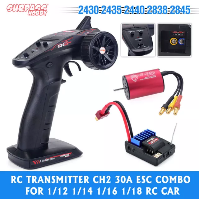 Surpass Hobby RC Controller 2.4G CH2 Transmitter w/ Receiver Brushless Motor ESC