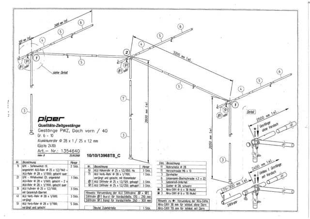 Aluminium-Vorzeltgerüst 28mm Aufbaubreite ca.620cm, Tiefe ca.240cm Zeltgestänge