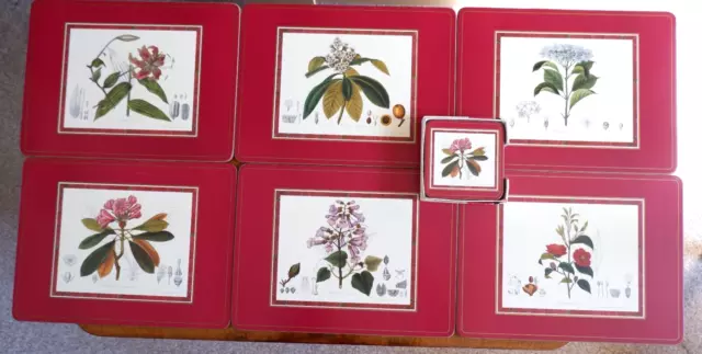Great Vintage Pimpernel set De Luxe 6 Placemats and 5 Coasters Exotic Flowers