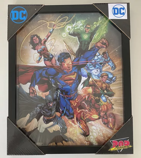DC Comics Justice League 3D Wall Picture Batman Cyborg Superman Flash 12” X 15”