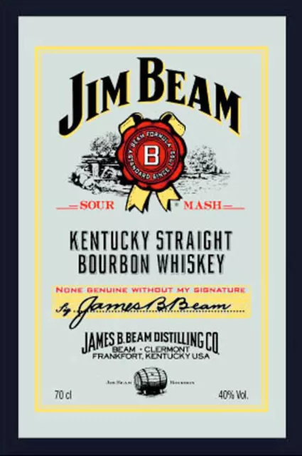 Jim Beam Whiskey - 20x30 cm bedruckter Spiegel im Kunststoff Rahmen