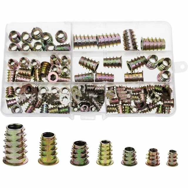 120Pcs Zinc Alloy Threaded Inserts for Wood Furniture Nuts  Wood Furniture