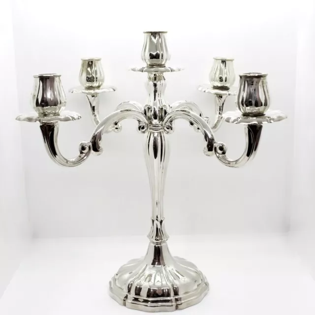 Candlestick Five Flames Silver Style Baroque