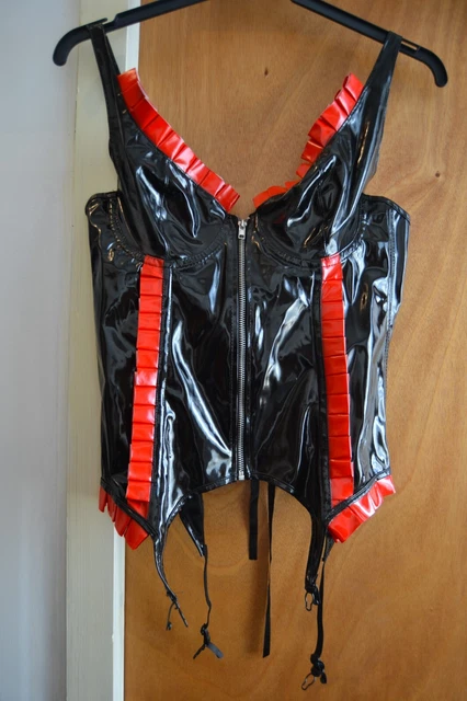 Fantastico Sexy Sexy Pvc Nero/Rosso Basque + Sospensioni Mistress Domina Cd/Tv