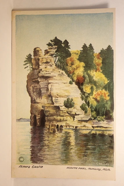 Postcard Miners Castle Pictured Rocks Munising MI H22