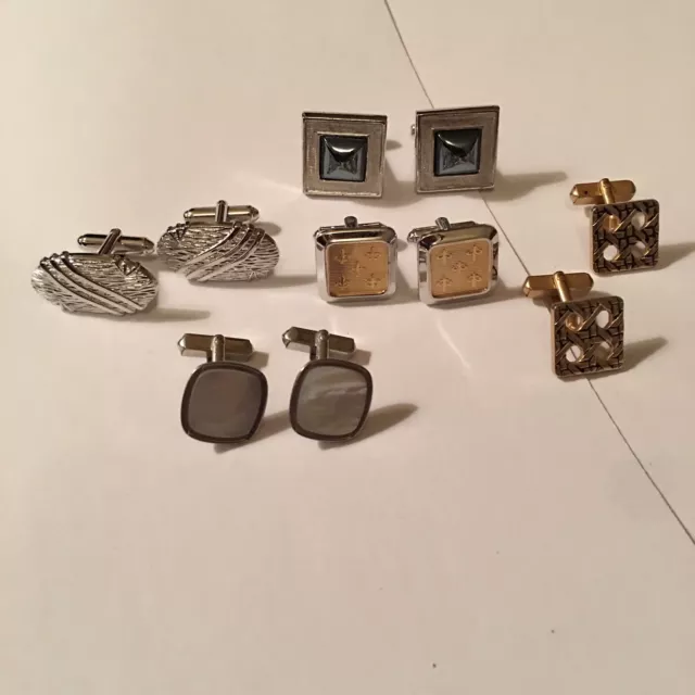 Lot Of 5 Sets Vintage Cuff Links Cufflinks All Signed Swank Hickok Foster Etc