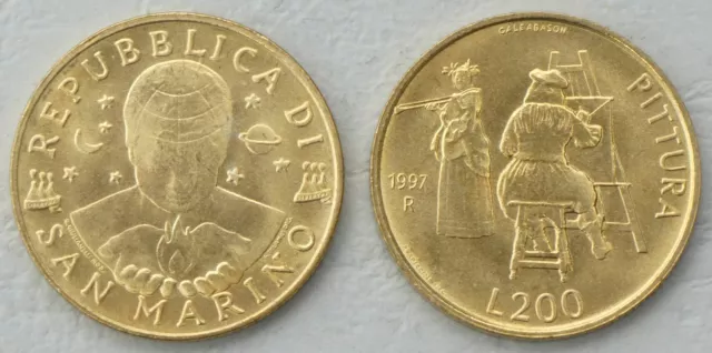 San Marino 200 Lire commemorative coin 1997 p366 uncirculated