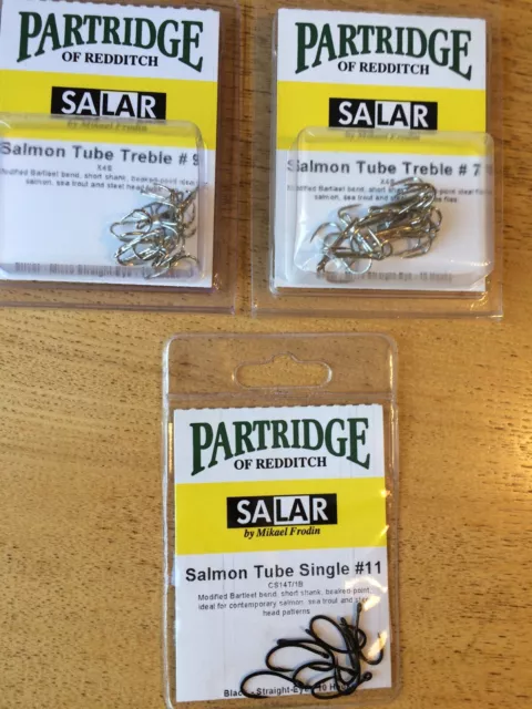 PARTRIDGE SALAR TUBE Fly Single & Treble Hooks Size 7, 9, 11 by