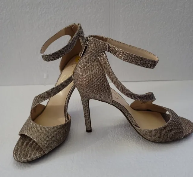 Jessica Simpson Jesimae Strappy  Gold Glittered Heels Size 9M/40 - New