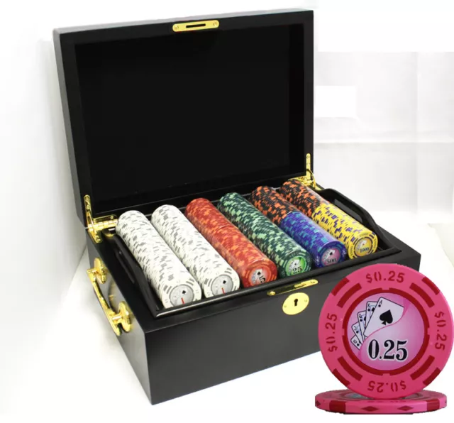 Mrc Poker 500Pcs 14G Yin Yang Poker Chips Set Black Wood Case