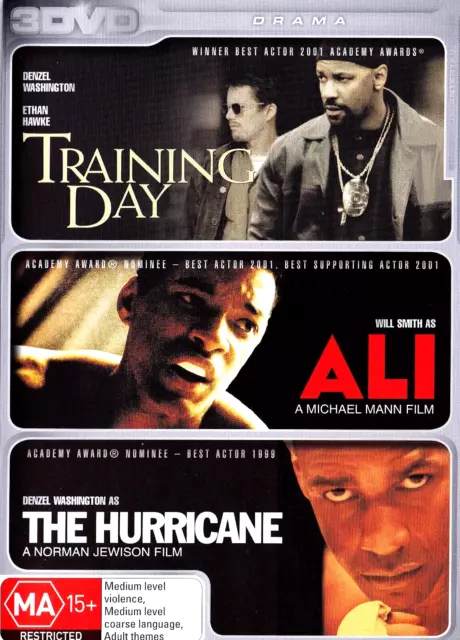 TRAINING DAY (2001) / ALI / THE HURRICANE (1999) New 3 Dvd DENZEL WASHINGTON ***