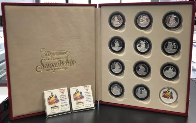 1987 Disney Snow White 7 Dwarfs 50th Anniv. 11pc 1/2oz Silver Collectors Set 2