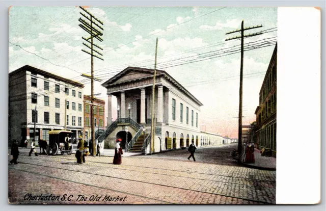 Charleston South Carolina~Old Market Street Scene~Vintage Postcard