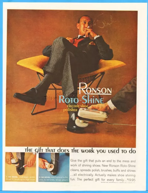 1960 Ronson Woodbridge NJ Harry Bertoia Diamond Armchair Chair Roto-Shine Ad