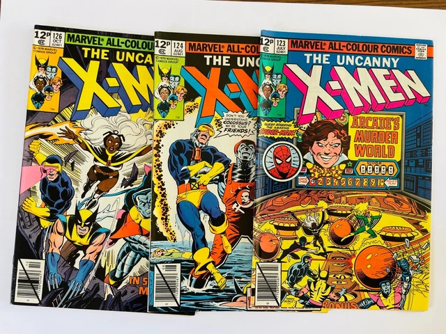 Uncanny X-MEN # 123 124 126 FINE/FINE+ UK Price Variant John Byrne Art
