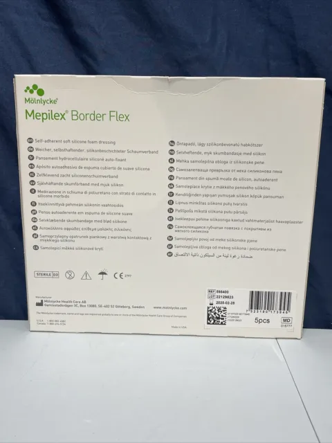 Molnlycke Mepilex Border Flex Soft Silicone 6" x  6" Foam Dressing Exp. 02/2025 2