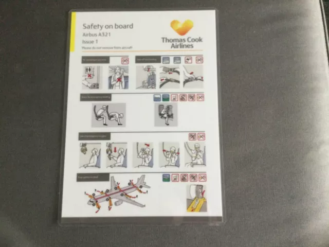 Thomas Cook Airlines Airbus A321 Issue 1 Safety On Board Card - Yellow Corner