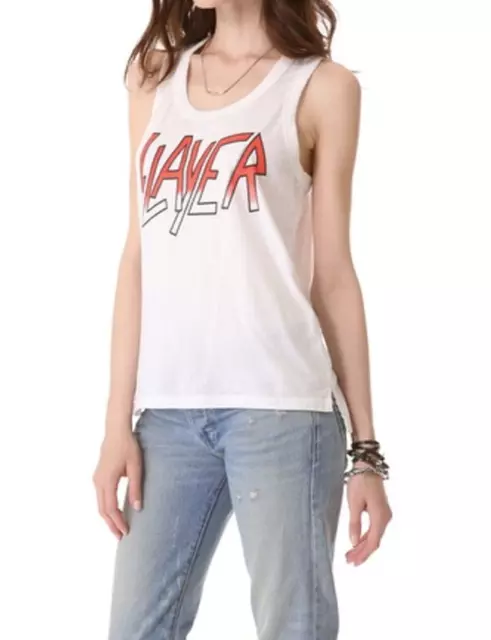 Slayer logo on a white tank top by Chaser Brand 80's Metal Band Tee 2