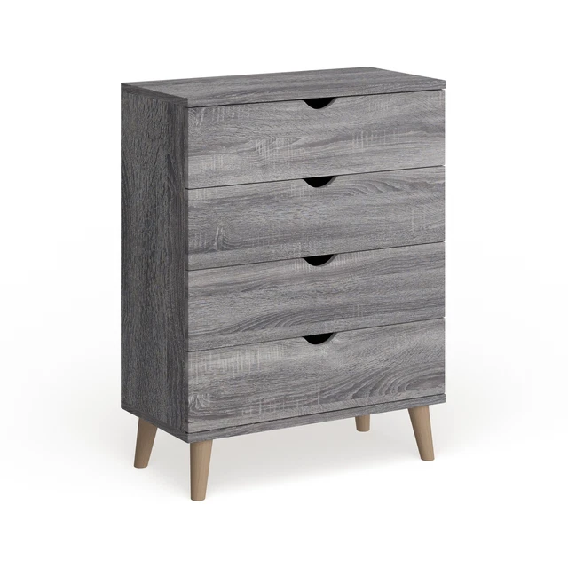 DH BASIC Distressed Grey 4-drawer Tall Dresser by Denhour Grey 4-drawer