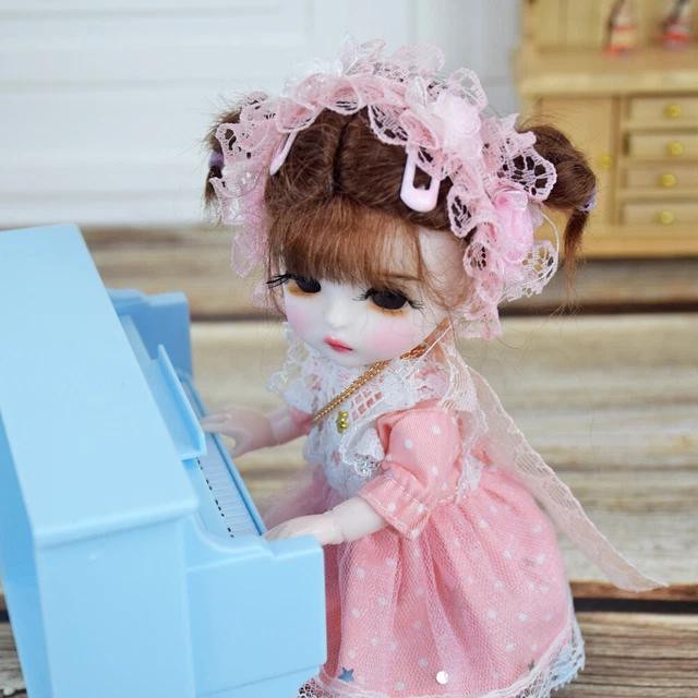 Bambola 1/8 BJD Carino regalo per bambini corpo 6 pollici + occhi + parrucca + scarpe + set completo abito 11