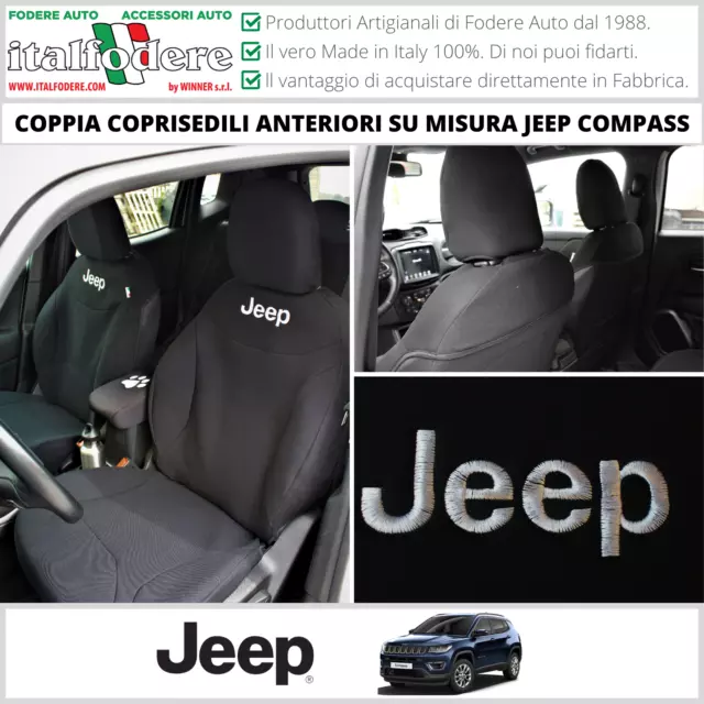 COPPIA COPRISEDILI JEEP COMPASS SU MISURA Foderine Fodere ANTERIORI Nero Jeep