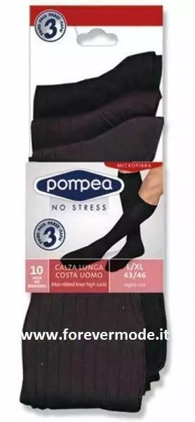 6 Paia di Calze da uomo Pompea lunghe in microfibra a coste medie art Coste L