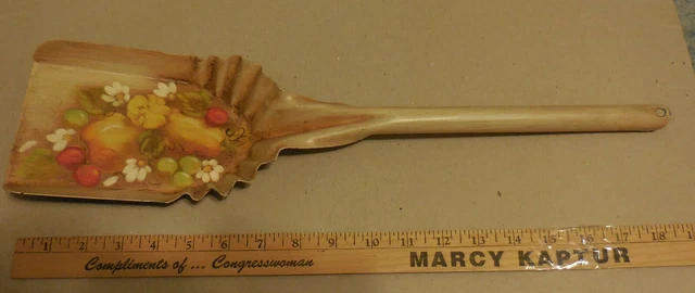 1 Vintage Metal Coal Shovel  Painted Fruit Flowers Apples decor wall hanging