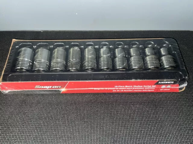 NEW Snap-On 10 Piece 1/2" Drive 12-Point Metric Flank Drive Shallow Socket Set 2