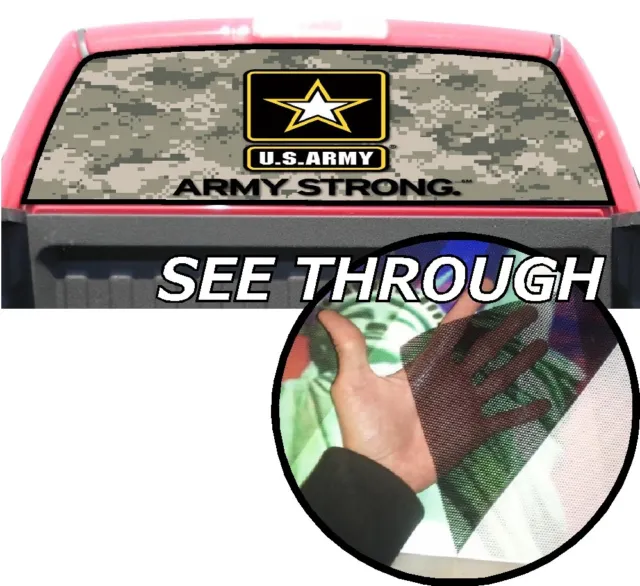 P348 Army Camo Rear Window Tint Graphic Decal Wrap Back Pickup Graphics