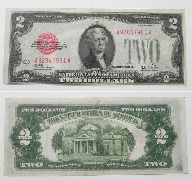 1928 B $2 Legal Tender Note, XF/AU, FR 1503, AA Block, A92847901A