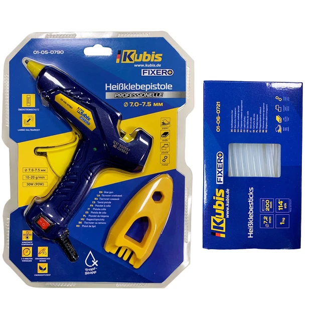 Juego de pistolas adhesivas 30 (90) W+Barras adhesivas transparentes 7.2*200 mm, 1 kg (114#