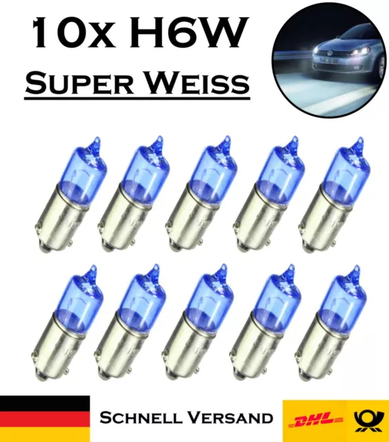 10x Jurmann H6W 12V BAX9s Original Blue Vision Super White Ersatz Halogen Lampe