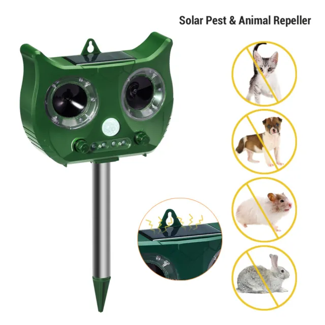 Solar Ultrasonic Pest Animal Repeller PIR Motion Sensor Bird Possum Repellent 2