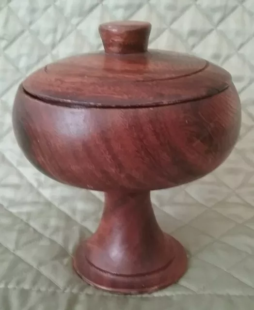 Vintage Monkey Pod Candy Jar Carved Wood Bowl Dish With Lid