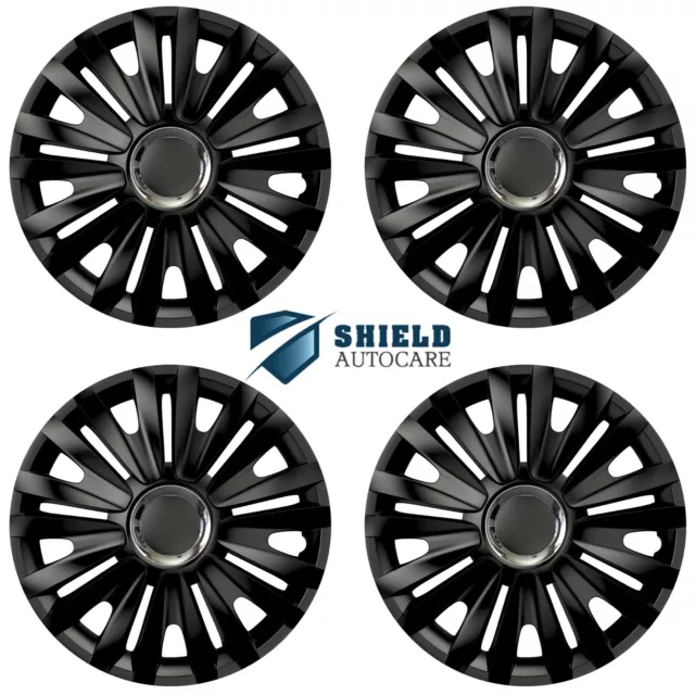 Wheel Trims 13" Hub Caps Royal RC Plastic Covers Set of 4 Black Fit R13