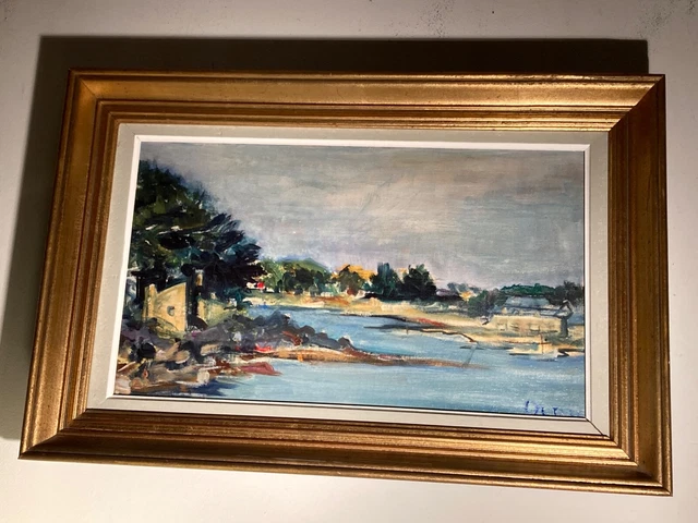 Tableau Huile Sur Toile Bretagne - Christian BRUN - 27x22cm - Signé - Vintage