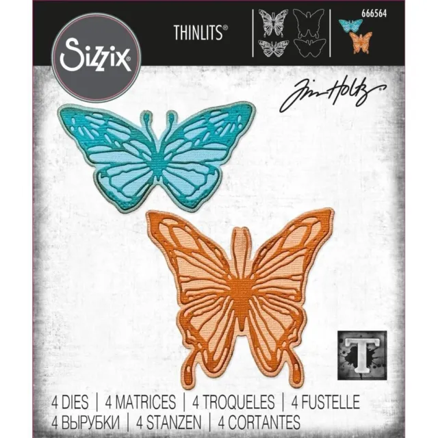 Sizzix Thinlits Dies By Tim Holtz 4/Pkg Vault Scribbly Butterfly