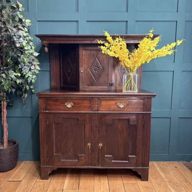 Antique Oak Court Cupboard /Antique Oak Dresser/Home Cocktail Bar /oak Cabinet