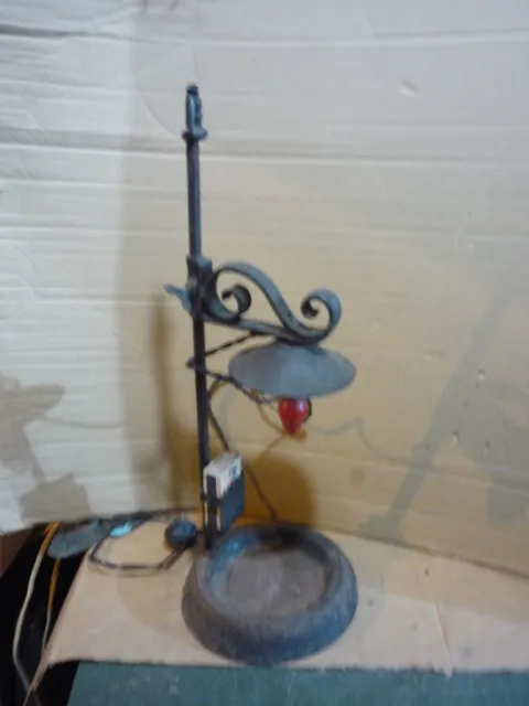 Primitive Antique Wrought Iron Hand Forged Smoking Lamp
