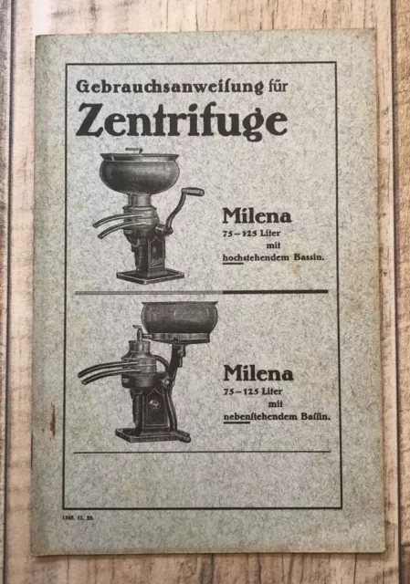Original Gebrauchsanweisung Zentrifuge Milena alte Anleitung