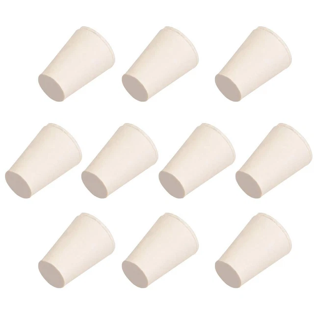 White Tapered Shaped Solid Rubber Stopper for Lab Tube Stopper Size 00...
