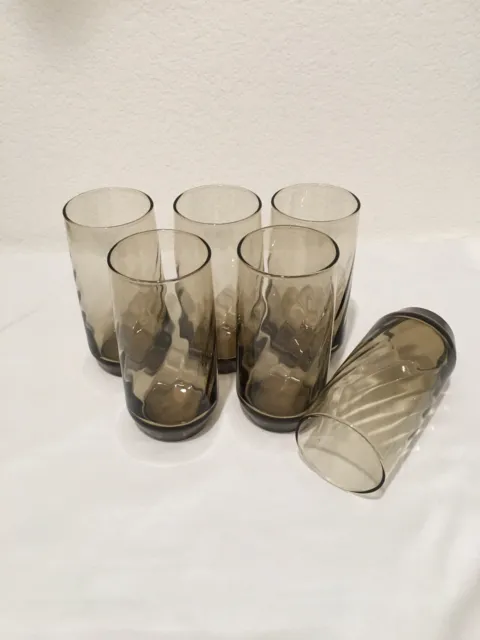 Vintage | MCM | Libbey Smoky Brown Water Glasses | Set of 6