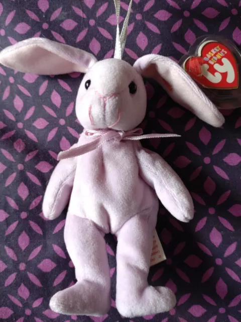 Ty Beanie Babies-  'Hoppity' Rabbit (with Tag) 2001 **Basket Beanies** MINI'S