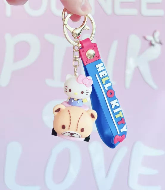 Hello Kitty In Teddy Bear Cart Hello Kitty Sanrio Keychain Keyring Pendant Bag