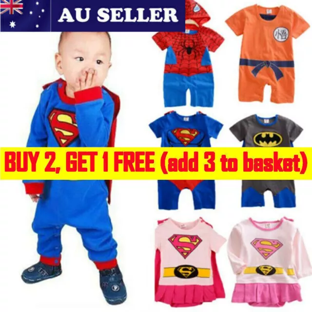 Infant Kids Baby Boy Girl Jumpsuit Superman Romper Fancy Dress Spiderman Costume